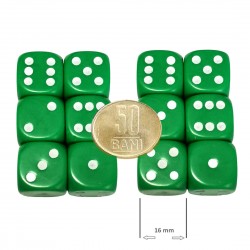 Set 12 zaruri de 16 mm, verzi, de calitate, plastic opac